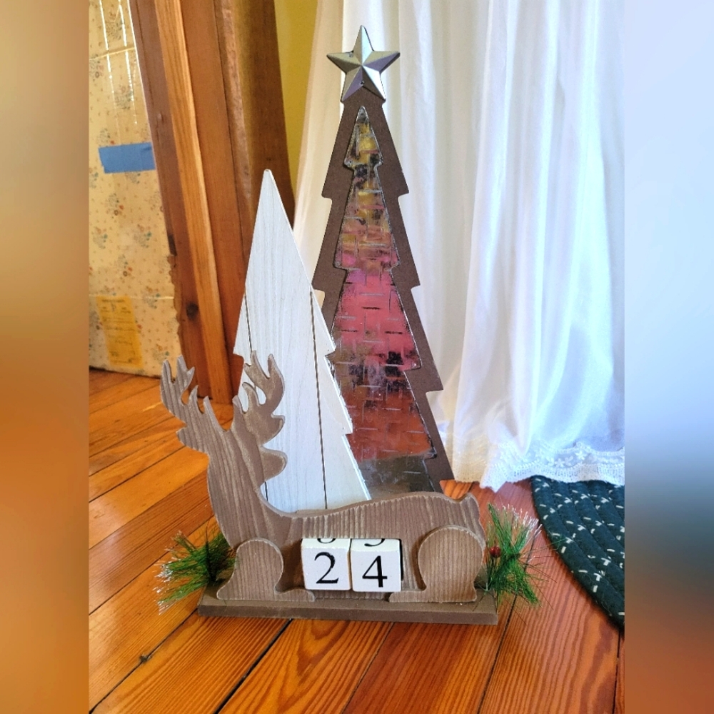 Countdown advent rustic woodland cabin christmas decor accent